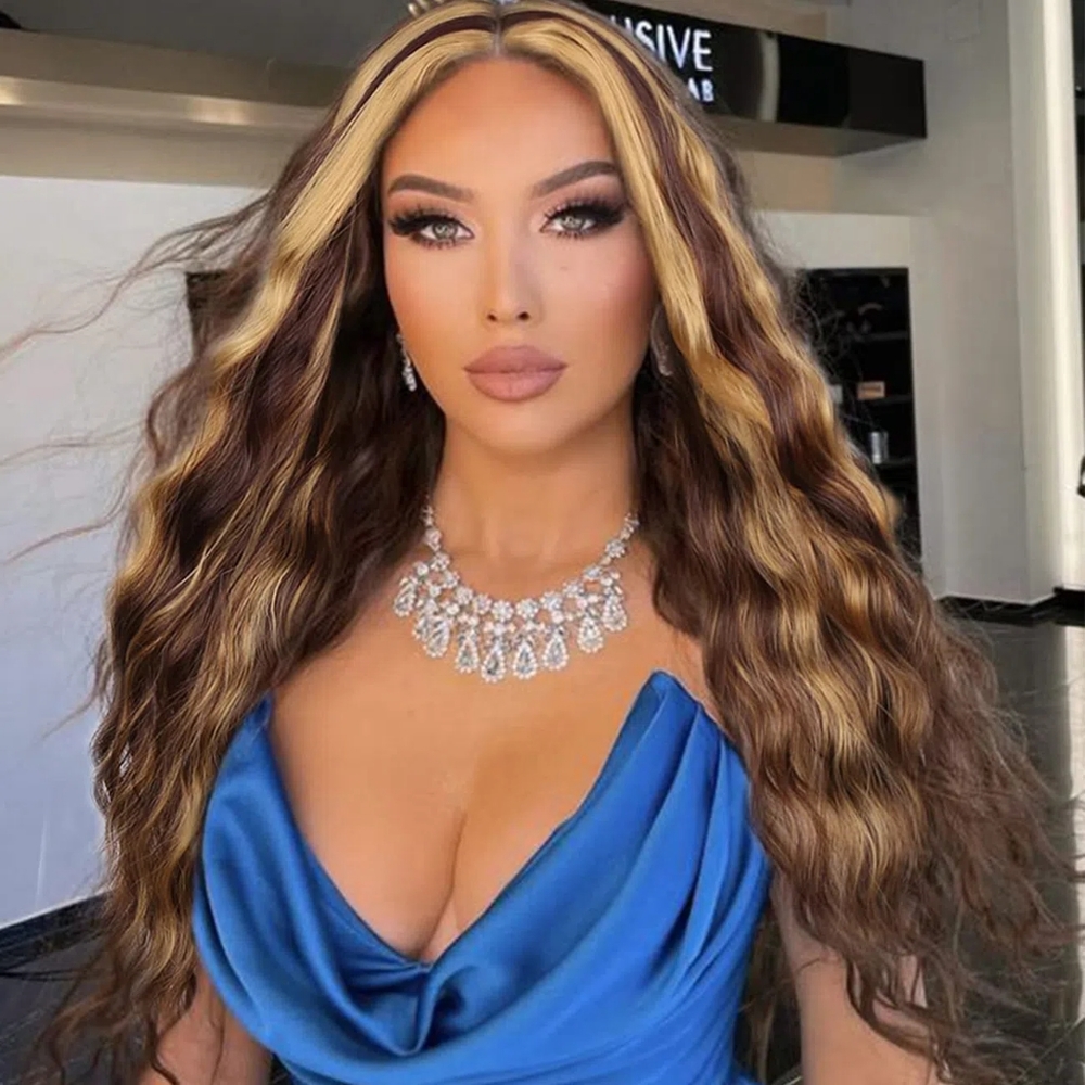 Blonde Brown Beauty Full Wig with Lace Piece